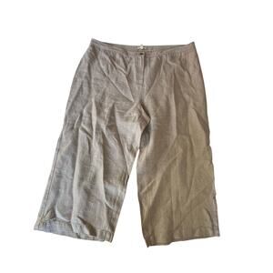 Eileen Fisher Tan Heavy 100% Organic Linen High Rise Crop Pants Plus Size 18W